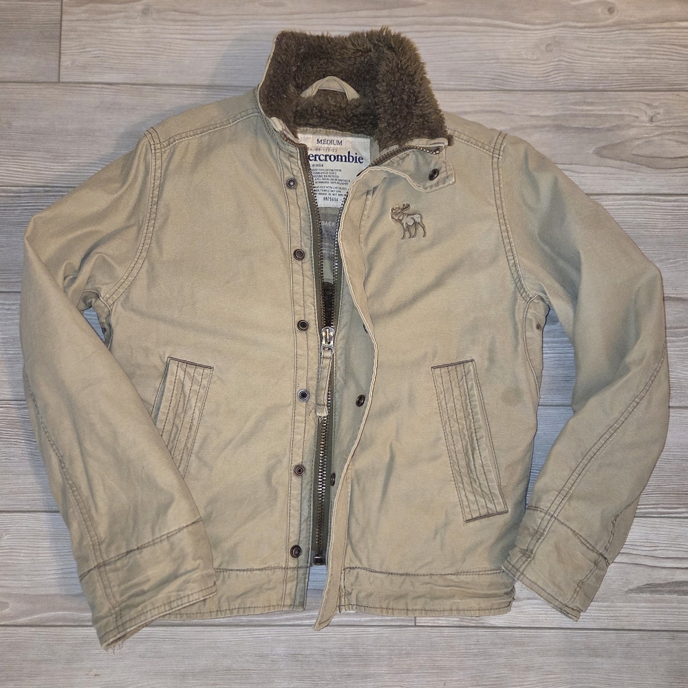 Vtg Y2K Abercrombie Fitch Adirondack Jacket Size Medium Faux Fur Lined Coat